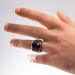 Men's 925 Silver Ring Inlaid With Black Zircon Stone