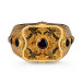 خاتم فضة للرجال عيار 925 مزين بأحجار كريمة ذو مظهر أثري لون ذهبي