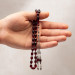 Rosary Of Compressed Amber Beads, Claret Red/Burgundy-Black Color