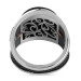 Convex Black Onyx Stone Monogram Modern Sterling Silver Men's Ring