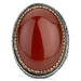 Big Claret Red Agate Stone Sterling Silver Men's Ring