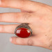 Big Claret Red Agate Stone Sterling Silver Men's Ring