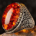 Large Synthetic Amber Stone Sterling Silver Men's Ring
