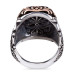 Patterned Model Black Onyx Stone Silver Men's Ring