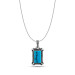 Rectangle Turquoise Turquoise Stone Silver Men's Necklace With Chain Model1