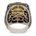 Yellow Stone Sterling Silver Men's Ring On A Square Platform