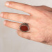 Plain Claret Red Agate Stone Vav Figured Sterling Silver Men's Ring