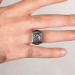 Elif-Vav Patterned Square Design Men's Silver Ring