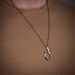 Men's 925 Sterling Silver Hook Necklace With Gold Detailed Chain Model2