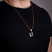 Men's 925 Sterling Silver Hook Necklace Matte Detailed Leather Cord