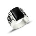 Men's Silver Ring With A Black Stone, Handmade From The Turkish Region Of Erzurum
