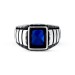 Men's 925 Silver Ring Inlaid With Blue Zircon