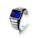 Men's 925 Silver Ring Inlaid With Blue Zircon