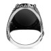 Faceted Black Zircon Stone Silver Men's Ring