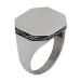 Men's Ring With A Simple Octagonal Silver Design With An Engraved Linear Design