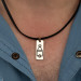 Silver-Black Squid Game Men's Imprint Necklace With Leather Cord