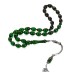 Silver Tugra Tasseled Barley Cut Green Spinning Amber Rosary