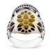 Heart Patterned Yellow Stone Sterling Silver Men's Ring