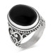 Heart Motif Black Onyx Stone Sterling Silver Men's Ring
