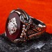 Sword Model Claret Red Zircon Stone Kalima Tawhid Silver Men's Ring