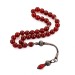 Red Agate Stone Silver Necklace Rosary