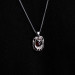 Red Zircon Stone Claw Eagle Detailed Sterling Silver Necklace