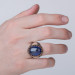 خاتم رجالي من الفضة بحجر أزرق قابل للتخصيص