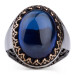 Men's Silver Ring With A Customizable Blue Stone