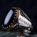 خاتم من الفضة بحجر الجزع\اونيكس\العقيق الأسود قابل للتخصيص