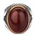 Men's Silver Ring With Dark Red Agate Stone