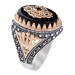 King's Crown Motif Black Onyx Stone Sterling Silver Men's Ring