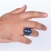 Silver Men's Ring With Blue Tumbled Stone