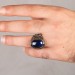 Blue Zircon Stone Vav Letter Patterned Sterling Silver Men's Ring