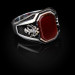 Minsar: Double Headed Eagle Motif Red Onyx Stone Sterling Silver Ring