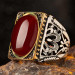 Oval Agate Stone Rectangle Sterling Silver Men's Ring