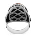 Oval Black Onyx Stone Monogram Silver Ring For Men