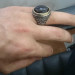 Oval Black Onyx Stone Symmetrical Pattern Sterling Silver Men's Ring