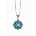 Compass Detailed Aesthetic Turquoise Turquoise Ground Silver Direction Necklace