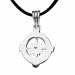 Compass Model 925 Sterling Silver Men's Necklace (Leather String)