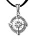 Compass Model 925 Sterling Silver Men's Necklace (Leather String)