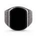 Simple Model Black Onyx Stone Tumbled Silver Men's Ring