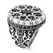 Black Mini Stone Embroidered Silver Men's Ring