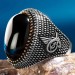 Black Onyx Stone Tugra Motif Sterling Silver Men's Ring