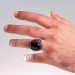 Silver Men's Ring With Black Onyx Stone And Patience Inscription
