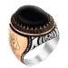 Silver Men's Ring With Black Onyx Stone And Patience Inscription