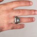 Teşkilat-I Mahsusa Patterned Square Design Men's Silver Ring