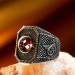 Tugra Figured Crescent And Star Silver Men's Ring