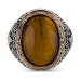 Men's 925 Silver Ring With Tighra Design/Ottoman Pattern With Tiger's Eye Stone, Brown Color