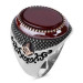 Silver Men's Ring With Tughra On The Sides, Dark Claret Red Agate Stone