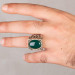 Green Oval Agate Stone Rectangle Sterling Silver Men's Ring
